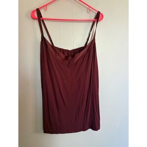 Soma Intimates Burgundy V-Neck Camisole Satin Trim XXL Shelf Bra Top Sleep